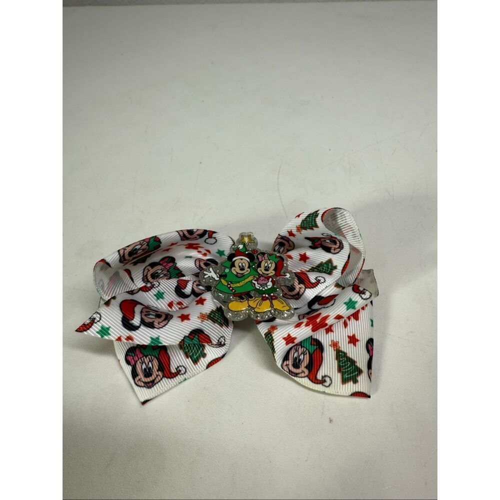 Rare Disney Minnie & Mickie Mouse Christmas Hair Bow Barrette Claire’s
